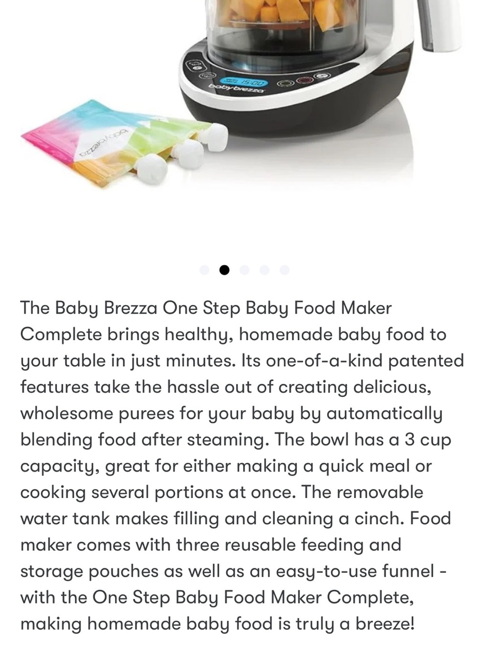 Baby Brezza Complete One Step Baby Food Maker - White and Black